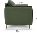 Green Leather 2 Seater Cushion Back Sofa Nickel Legs