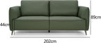 Green leather 3-seater sofa with cushion back and nickel legs by Bentley Designs, showcasing the stylish and comfortable seating.