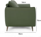 Green leather 3 seater sofa with cushion back and nickel legs by Bentley Designs, showcasing its stylish and comfortable design.