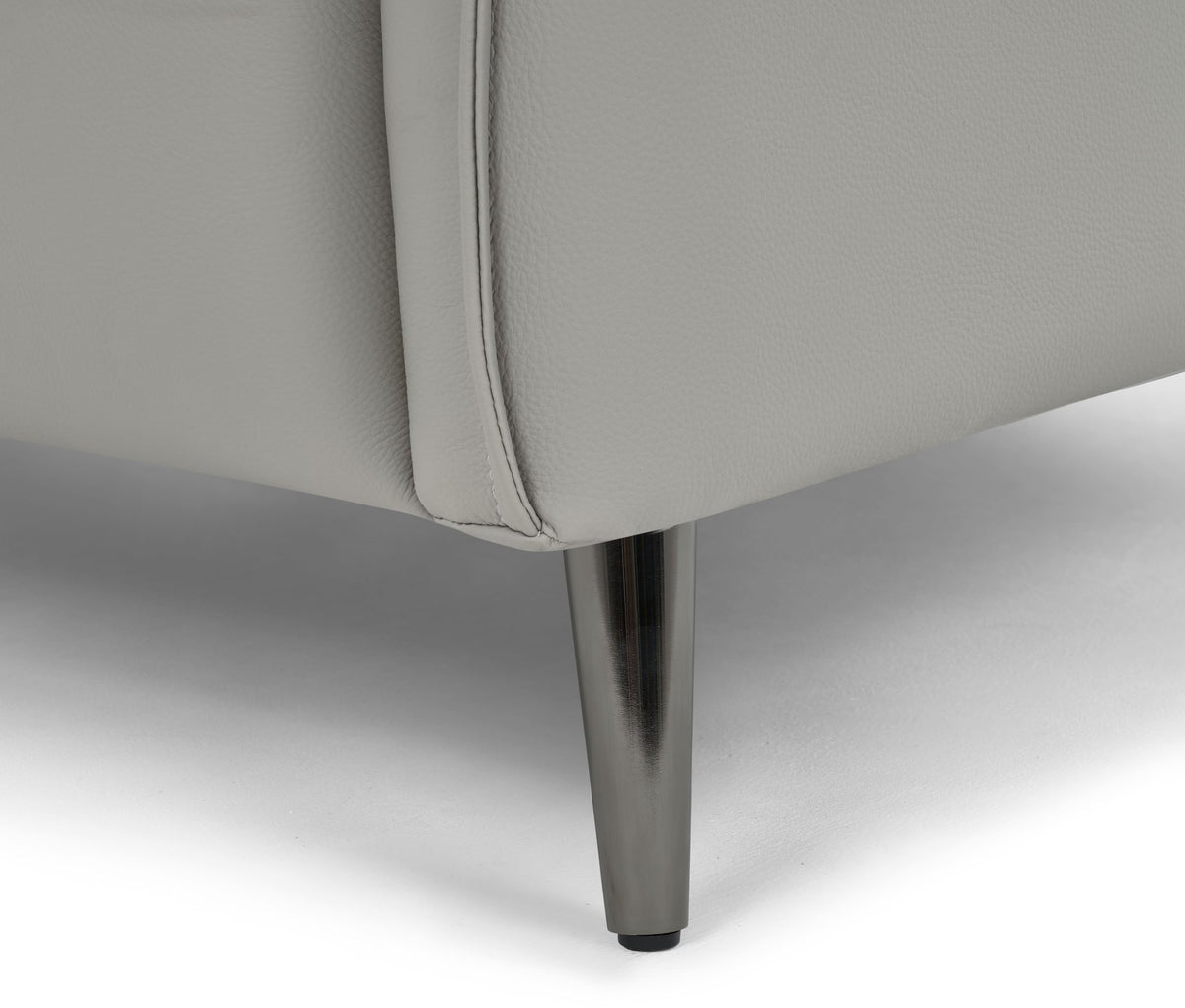 Light Grey Leather Cushion Back Armchair Nickel Legs