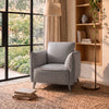 Light Grey Leather Cushion Back Armchair Nickel Legs