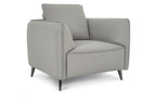 Light Grey Leather Cushion Back Armchair Nickel Legs