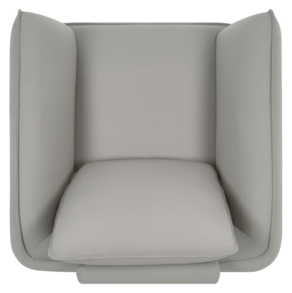 Light Grey Leather Cushion Back Armchair Nickel Legs