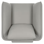 Light Grey Leather Cushion Back Armchair Nickel Legs