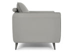 Light Grey Leather Cushion Back Armchair Nickel Legs