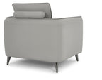 Light Grey Leather Cushion Back Armchair Nickel Legs