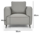 Light Grey Leather Cushion Back Armchair Nickel Legs