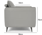 Light Grey Leather Cushion Back Armchair Nickel Legs