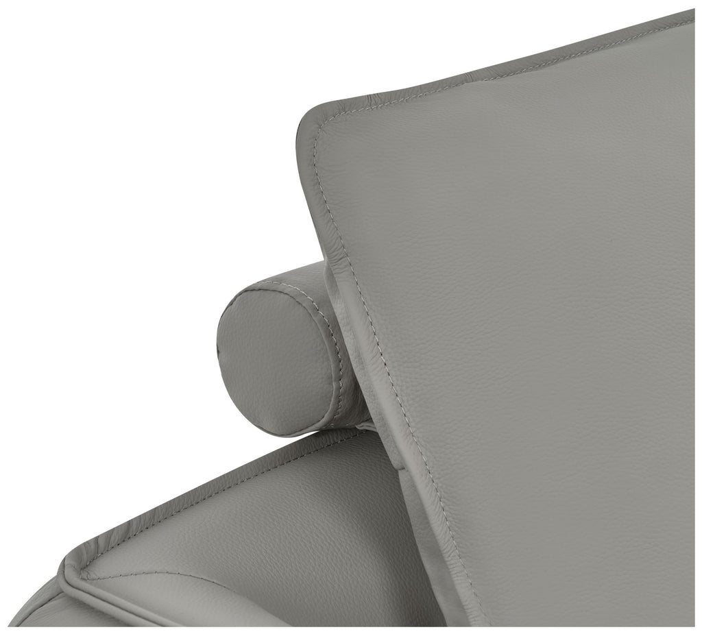 Light Grey Leather Cushion Back Armchair Nickel Legs