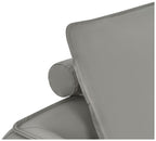 Light Grey Leather Cushion Back Armchair Nickel Legs