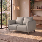 Light Grey Leather 2 Seater Cushion Back Sofa Nickel Legs