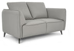 Light Grey Leather 2 Seater Cushion Back Sofa Nickel Legs