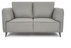 Light Grey Leather 2 Seater Cushion Back Sofa Nickel Legs
