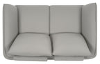 Light Grey Leather 2 Seater Cushion Back Sofa Nickel Legs