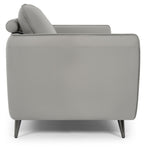 Light Grey Leather 2 Seater Cushion Back Sofa Nickel Legs