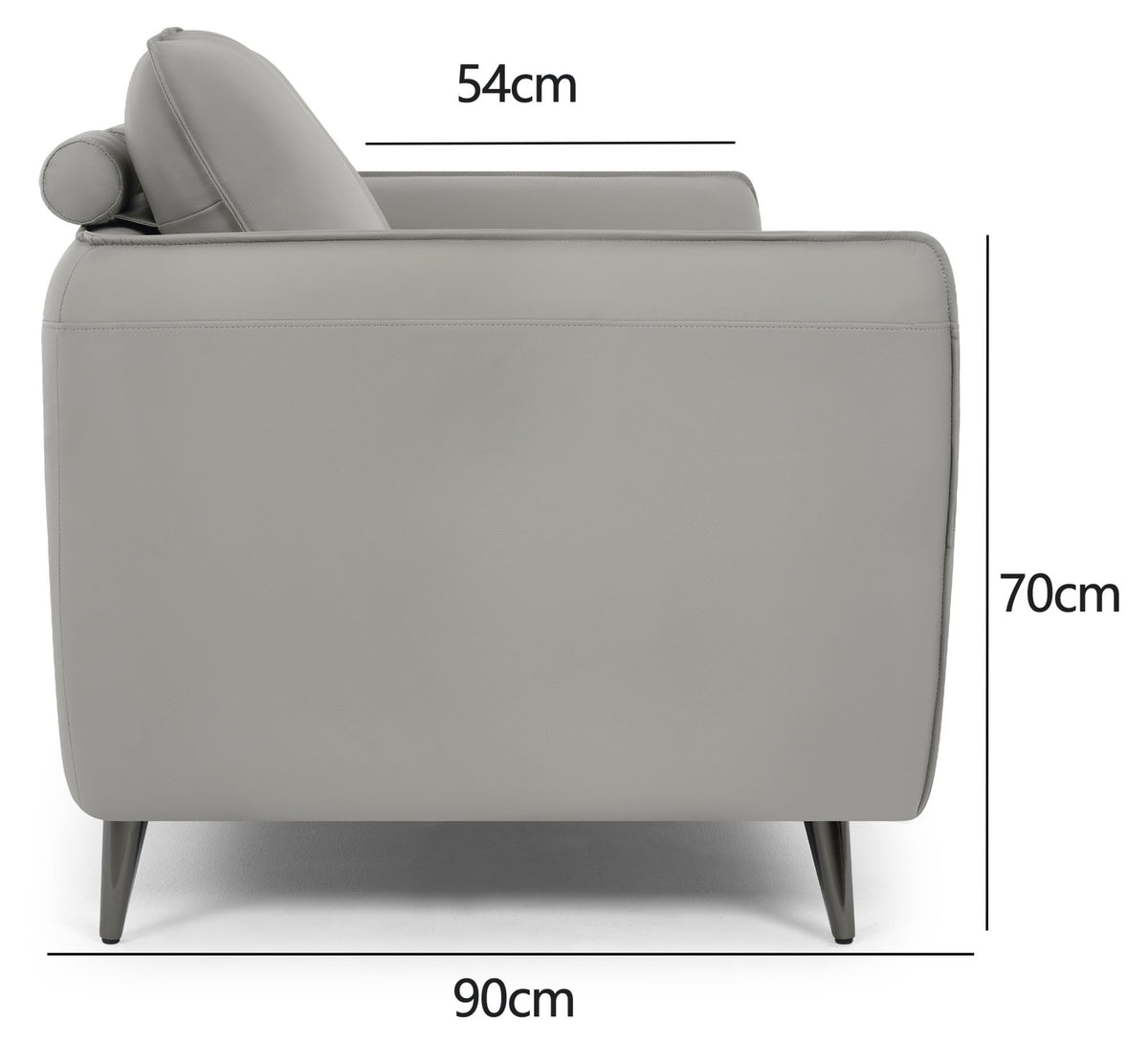 Light Grey Leather 2 Seater Cushion Back Sofa Nickel Legs