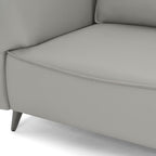 Light Grey Leather 3 Seater Cushion Back Sofa Nickel Legs