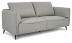 Light Grey Leather 3 Seater Cushion Back Sofa Nickel Legs