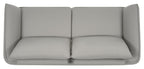 Light Grey Leather 3 Seater Cushion Back Sofa Nickel Legs