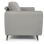 Light Grey Leather 3 Seater Cushion Back Sofa Nickel Legs