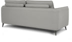 Light Grey Leather 3 Seater Cushion Back Sofa Nickel Legs