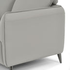 Light Grey Leather 3 Seater Cushion Back Sofa Nickel Legs