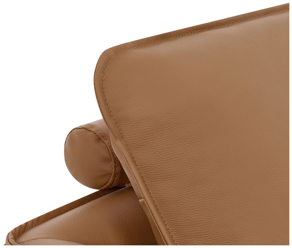 Tan Leather Cushion Back Armchair Nickel Legs