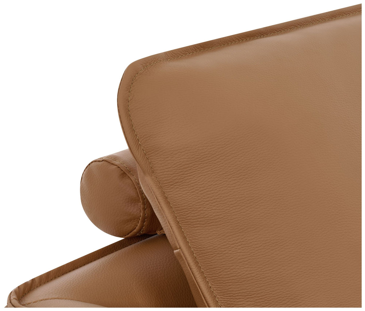 Tan Leather Cushion Back Armchair Nickel Legs