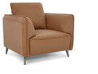 Tan Leather Cushion Back Armchair Nickel Legs