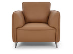 Tan Leather Cushion Back Armchair Nickel Legs