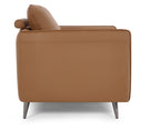 Tan Leather Cushion Back Armchair Nickel Legs