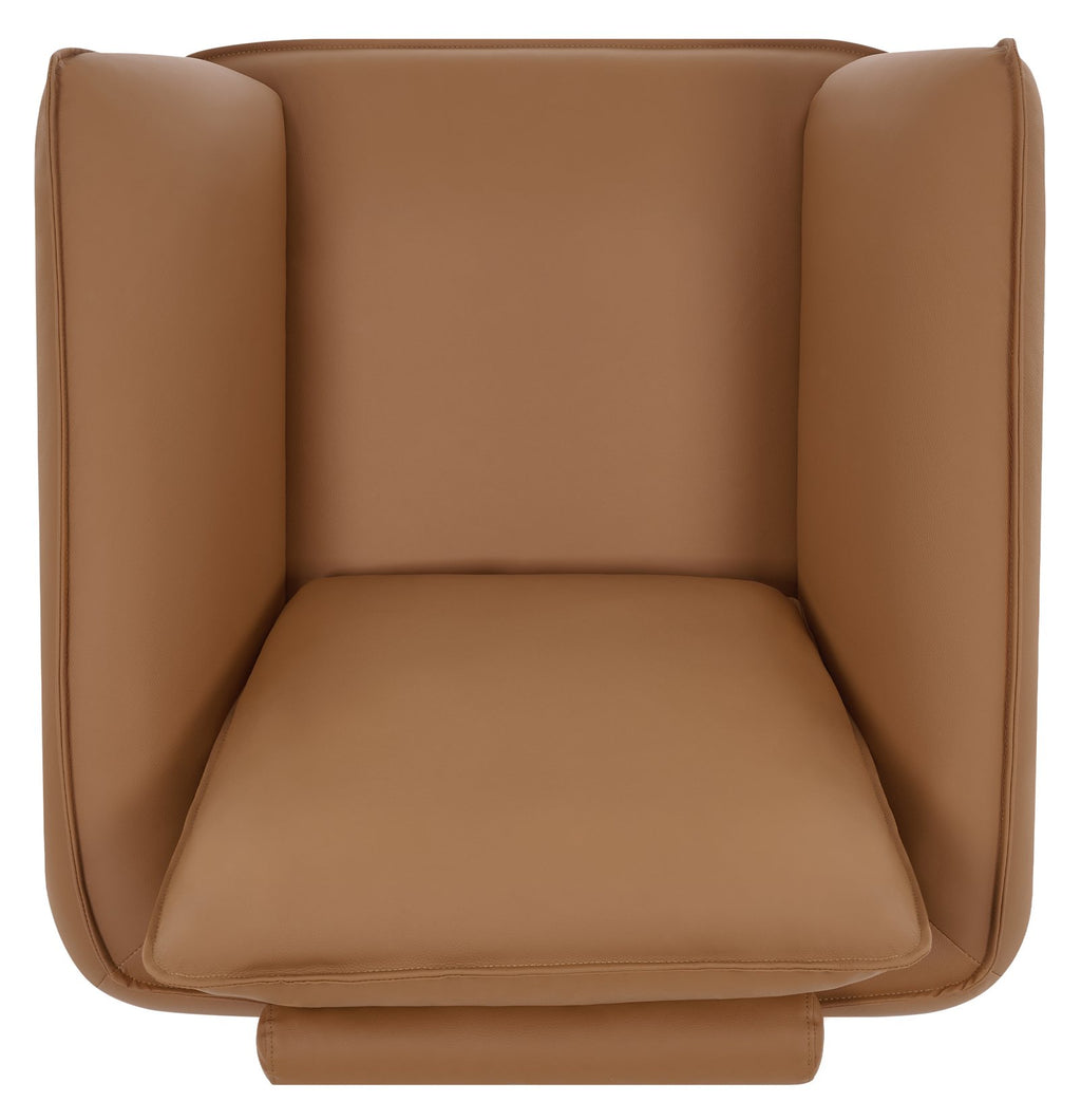 Tan Leather Cushion Back Armchair Nickel Legs