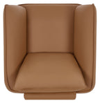 Tan Leather Cushion Back Armchair Nickel Legs