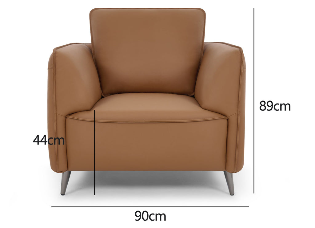 Tan Leather Cushion Back Armchair Nickel Legs