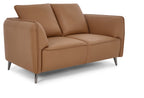 Tan Leather 2 Seater Cushion Back Sofa Nickel Legs