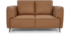 Tan Leather 2 Seater Cushion Back Sofa Nickel Legs