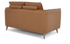 Tan Leather 2 Seater Cushion Back Sofa Nickel Legs
