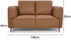 Tan Leather 2 Seater Cushion Back Sofa Nickel Legs