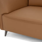 Tan Leather 3 Seater Cushion Back Sofa Nickel Legs
