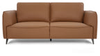 Tan Leather 3 Seater Cushion Back Sofa Nickel Legs
