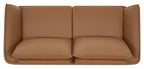 Tan Leather 3 Seater Cushion Back Sofa Nickel Legs