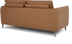 Tan Leather 3 Seater Cushion Back Sofa Nickel Legs