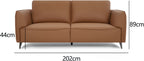 Tan Leather 3 Seater Cushion Back Sofa Nickel Legs