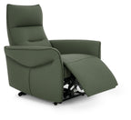Green leather upholstered Bentley Designs electric recliner armchair with plush cushioning and modern style.