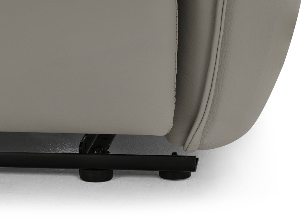 Light Grey Leather Upholstered Electric Recliner Armchair