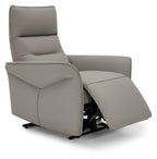 Light Grey Leather Upholstered Electric Recliner Armchair