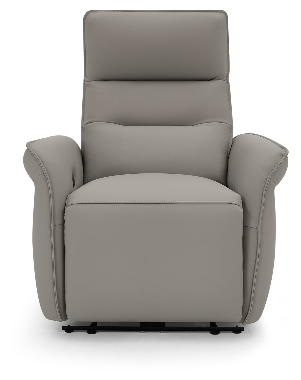 Light Grey Leather Upholstered Electric Recliner Armchair