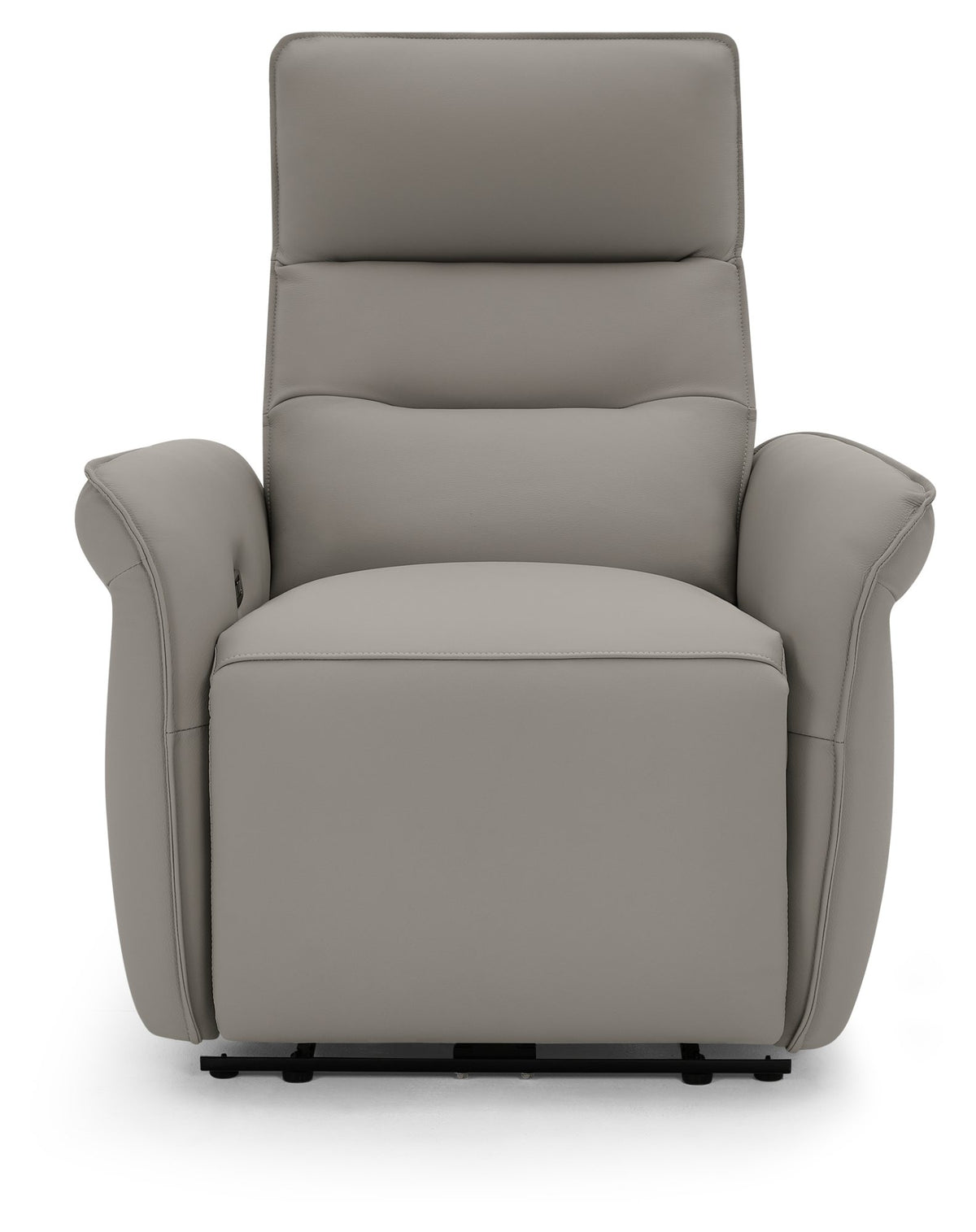 Light Grey Leather Upholstered Electric Recliner Armchair
