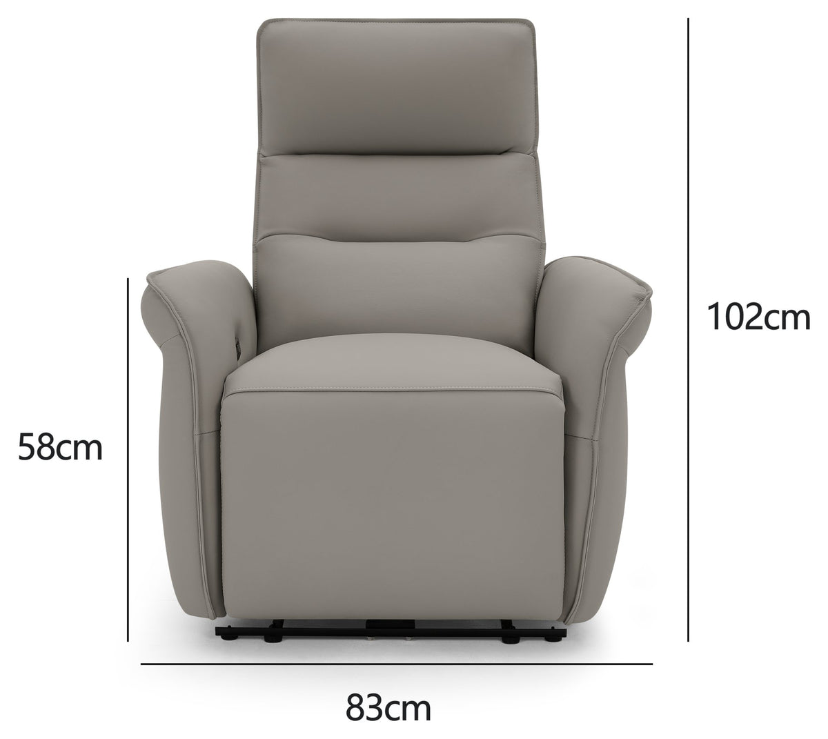 Light Grey Leather Upholstered Electric Recliner Armchair