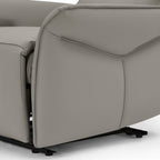 Light Grey Leather Upholstered Electric Recliner Armchair